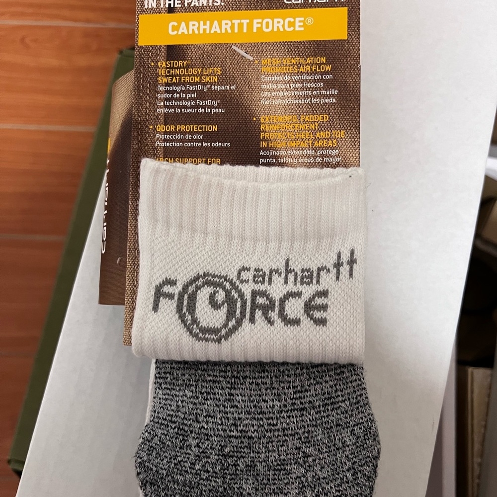 CARHARTT MENS FORCE STEEL TOE SOCKS CREW 2 PAIRS BRAND NEW LARGE 6-12